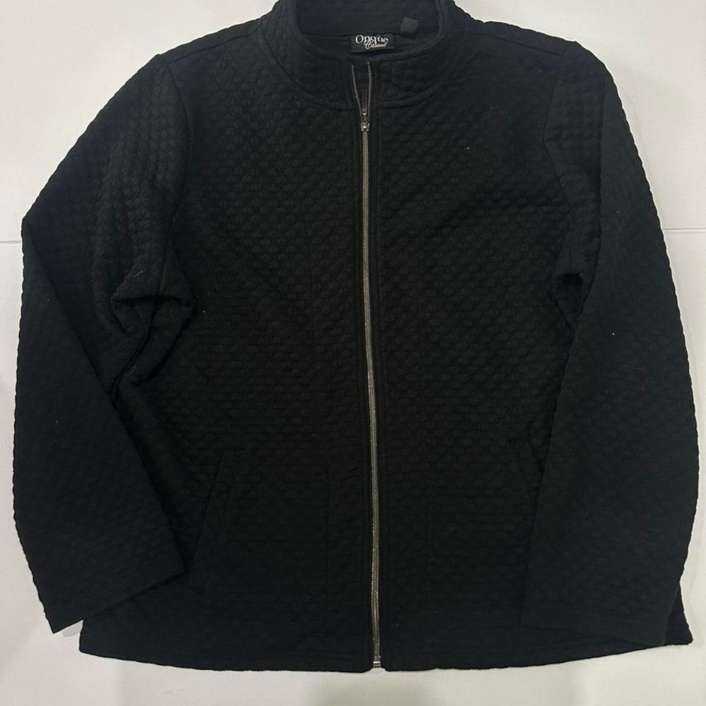 Black Pattern Puffer Zip Jacket